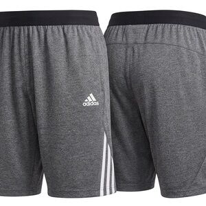 adidas Men's Heather Gray Athletic Shorts with White Stripe